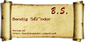 Bendig Sándor névjegykártya